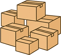 積み上げられた段ボールのイラスト